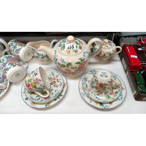 299 - A Laura Ashley Hazelbury tea set for 2 and a Sadler Victorian tea set for 2