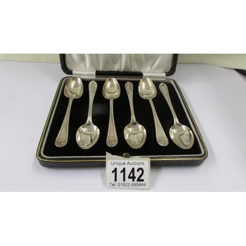 A cased set of six silver teaspoons 3 ounces.