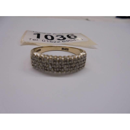 1036 - A 9ct gold ring size Q, 3.16 grams.