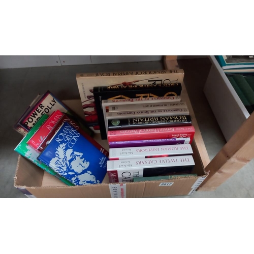 2017 - A box of books on Romans including The twelve Caesers, Roman emperors and Roman coins etc