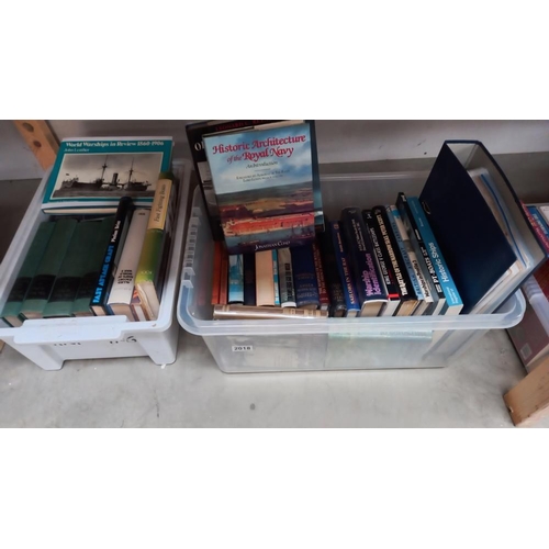 2018 - 2 boxes of books about Naval ships and boats etc