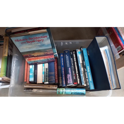 2018 - 2 boxes of books about Naval ships and boats etc