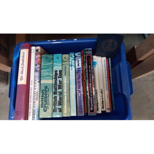 2020 - 2 boxes of books on battleships, including the Naval pocket book 1914 nineteenth year etc