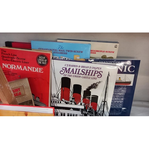 2036 - A quantity of books on passenger ships and ocean liners including Normandie, Queen Mary, Olympic, Ti... 