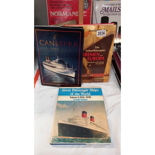 2036 - A quantity of books on passenger ships and ocean liners including Normandie, Queen Mary, Olympic, Ti... 