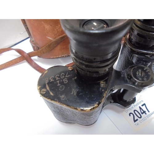 2047 - A cased set of Hunsicher & Alexis Paris military binoculars.