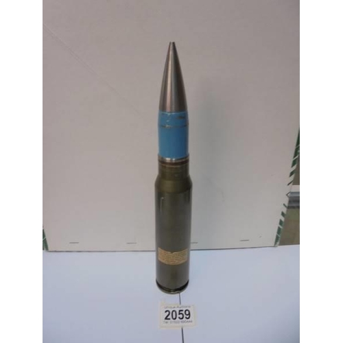 2059 - An Inert 30mm practice shell 28.5cm long, (see images for info label).