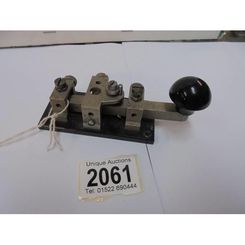 2061 - An L.M.K Manufacturing Co., Ltd., 1939 8 amp No.2 morse code key.