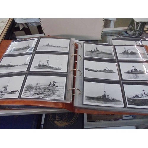 2078 - A large collection of approximately 1000 battleship & submarine related postcards in four albums and... 