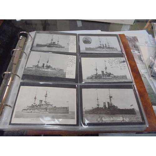 2078 - A large collection of approximately 1000 battleship & submarine related postcards in four albums and... 