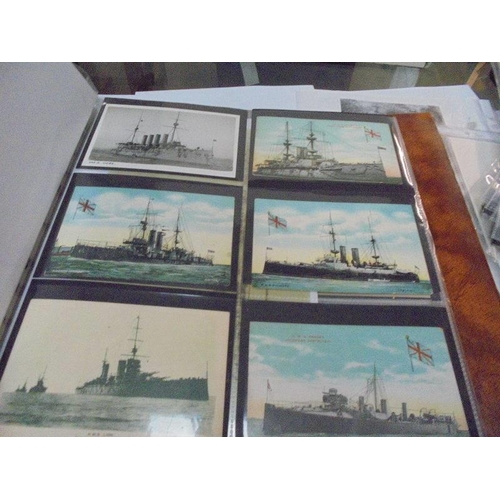 2078 - A large collection of approximately 1000 battleship & submarine related postcards in four albums and... 