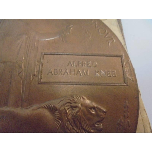 2085 - A WW1 Memorial (Death) plaque for Alfred Abraham Knee.