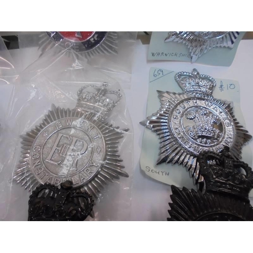 2097 - Fifteen large police badges for various constabularys.