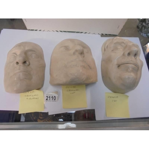 2110 - Three replica death masks - Oliver Cromwell, Charles 1 and one of Cromwells generals.