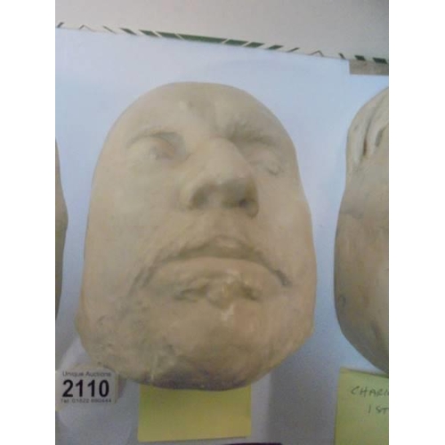 2110 - Three replica death masks - Oliver Cromwell, Charles 1 and one of Cromwells generals.