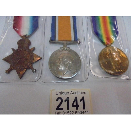 2141 - Three WW1 medals for 8336 Pte W Sayers, North D Fusiliers.