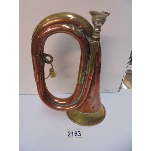 2163 - A brass and copper bugle..