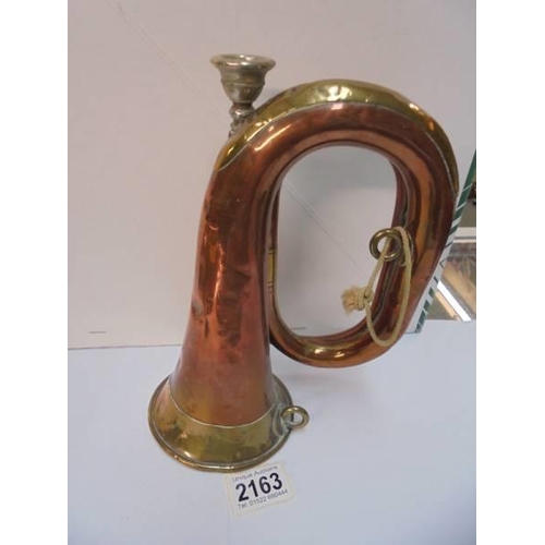 2163 - A brass and copper bugle..