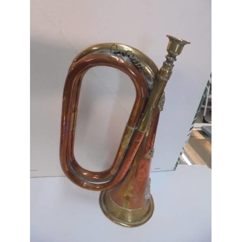 2164 - An Essex Regiment brass and copper bugle.