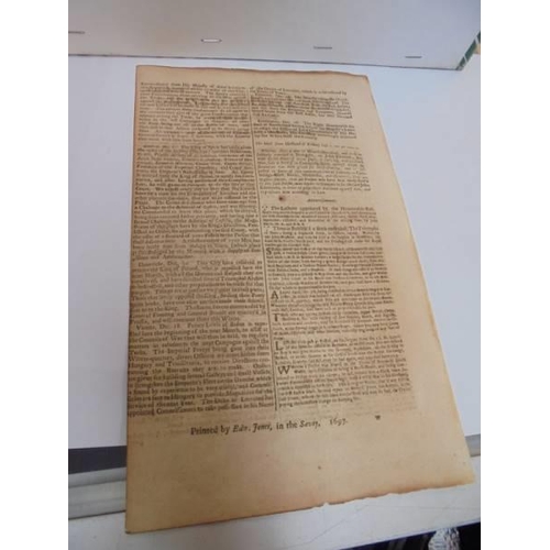 2166 - A copy of The London Gazette dated  27-30 december 1697.