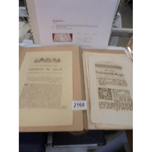 2168 - A collection of parliamentary and legal bill including late 17th and early 18th century examples.