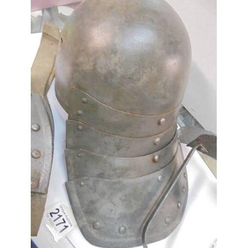 2171 - A Replica Civil War Helmet, face mask etc., (ideal for re-enactments).