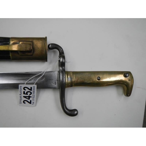 2452 - A Simson & Co., SOHL bayonet stamped P.R.8 4618 with scabbard, blade length .