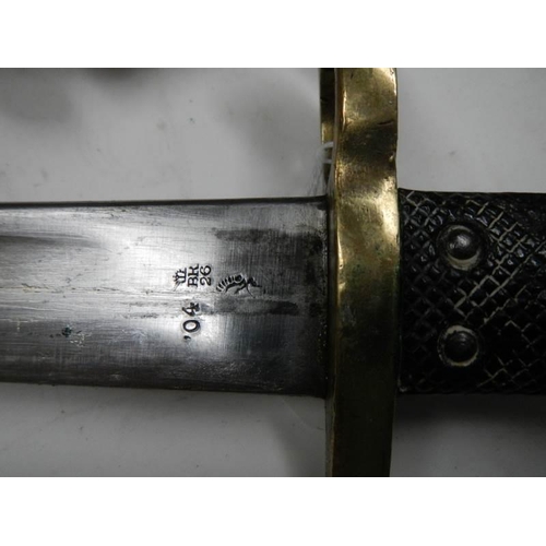 2481 - An 1855 pattern Lancaster sword bayonet, engraved M.4.05, R.A.M.C. 31.