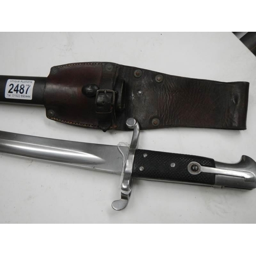 2487 - A British military P-1863 Whitworth bayonet with scabbard and frog.