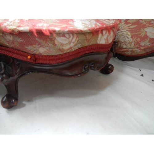 2505 - A pair of Victorian mahogany cabriole leg foot stools.