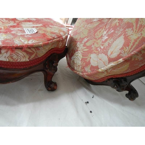 2505 - A pair of Victorian mahogany cabriole leg foot stools.