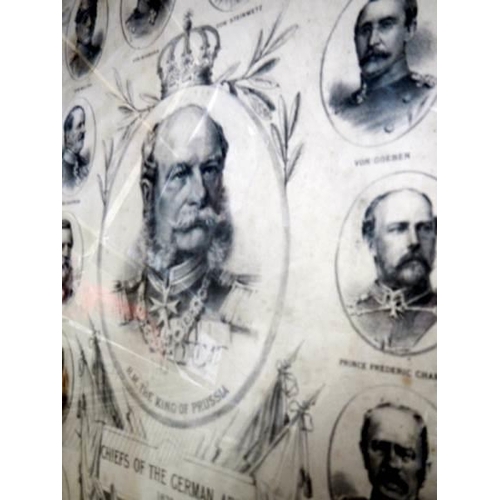 2519 - A framed and glazed collage of German Army Generals, dated 1870. COLLECT ONLY.