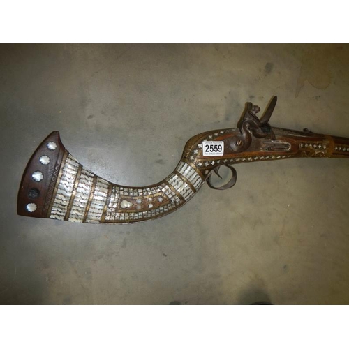 2559 - A 19th century Afghan Jezail rifle, COLLECT ONLY.