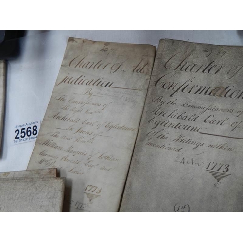 2568 - A quantity of 18th century documents, deeds, sales etc.,