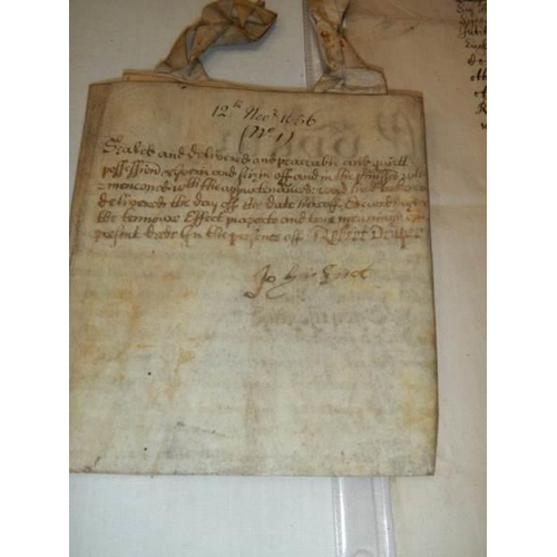 2569 - A collection of 17th century documents including indenture dated 1650.