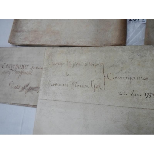 2571 - A quantity of 18th century mortgages/indentures etc., post 1750.