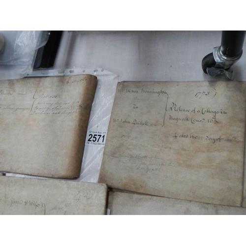 2571 - A quantity of 18th century mortgages/indentures etc., post 1750.