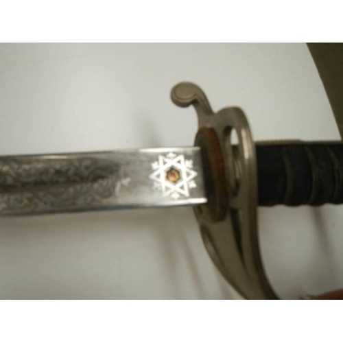 2601 - An early sword with shagreen grip in leather scabbard. COLLECT ONLY.