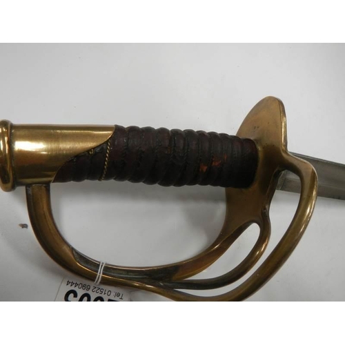 2603 - A US 1865 Sabre with brass hilt and leather grip, COLLECT ONLY.