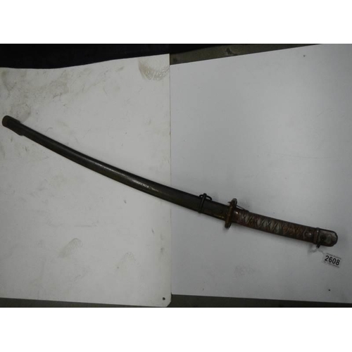 2608 - An early Japanese Samurai sword with metal hilt, No.131043. COLLECT ONLY.