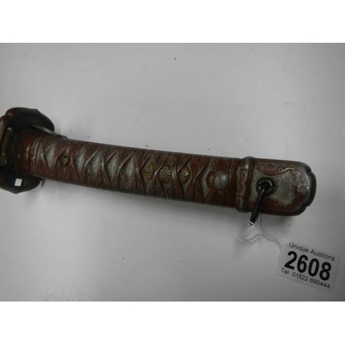 2608 - An early Japanese Samurai sword with metal hilt, No.131043. COLLECT ONLY.