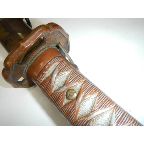 2608 - An early Japanese Samurai sword with metal hilt, No.131043. COLLECT ONLY.