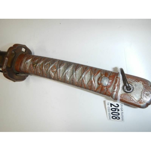 2608 - An early Japanese Samurai sword with metal hilt, No.131043. COLLECT ONLY.