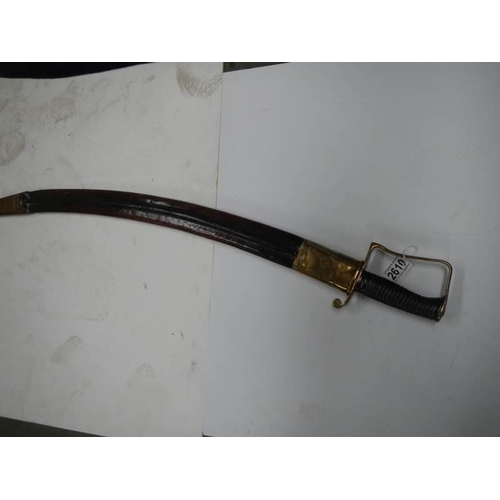 2610 - A Victorian Sabre in leather scabbard, COLLECT ONLY.