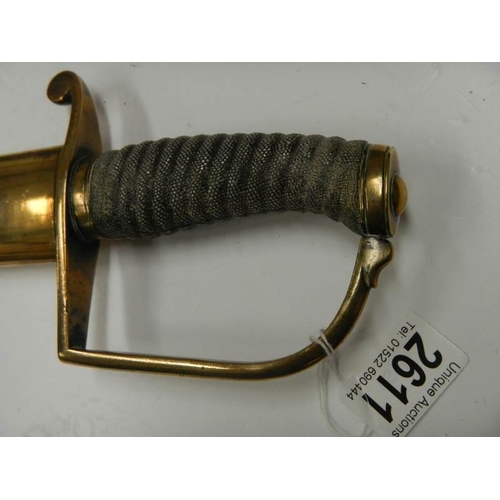 2611 - An early Victorian Sabre with shagreen grip in leather scabbard, COLLECT ONLY.