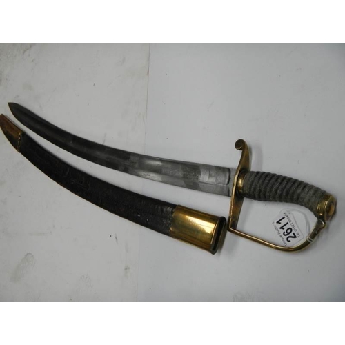 2611 - An early Victorian Sabre with shagreen grip in leather scabbard, COLLECT ONLY.