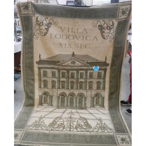 2614 - A large tapestry featuring a Roman Villa, 210 cm x 165 cm.