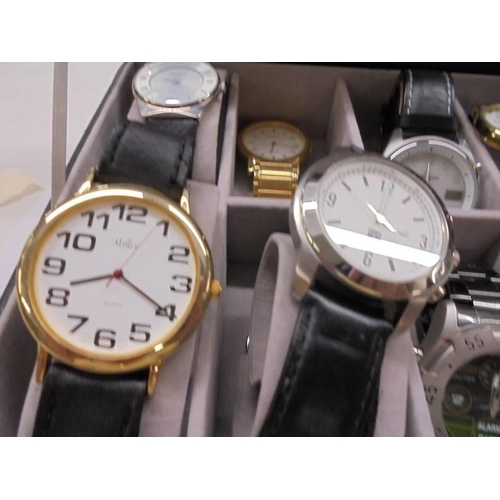 1074 - A case containing eight gents watches including Sekonda, Precision etc.,