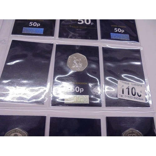 1100 - A 50th anniversary of the 50p coin, 1969 - 2019 including Kew Gardens, Scouts etc.,