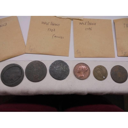 1101 - A collection of 18/19 century coins including George III, George IV, 1722 half penny, 1799 cartwheel... 